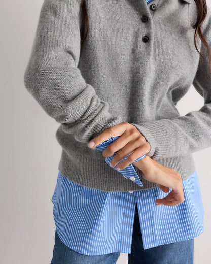 Mongolian Cashmere Button Polo Sweater
