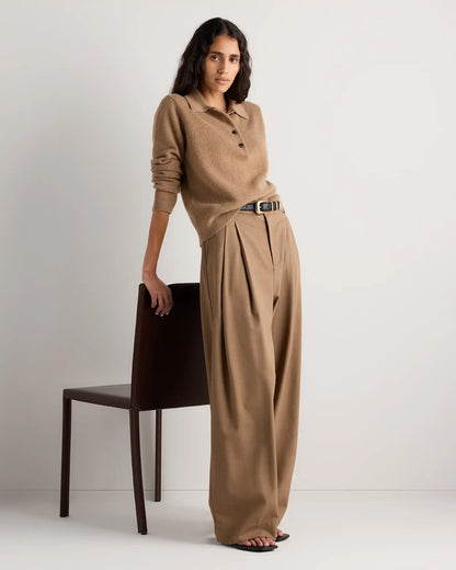 Mongolian Cashmere Button Polo Sweater