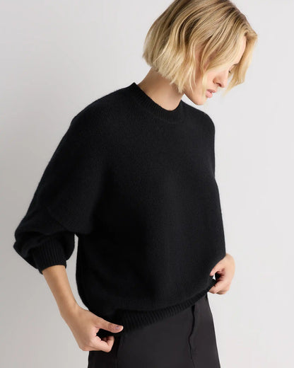 100% Mongolian Cashmere Slouchy Blouson Sleeve Crewneck