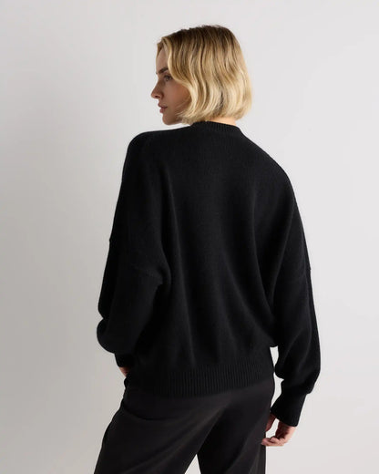100% Mongolian Cashmere Slouchy Blouson Sleeve Crewneck