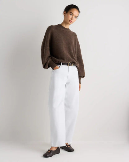 100% Mongolian Cashmere Slouchy Blouson Sleeve Crewneck