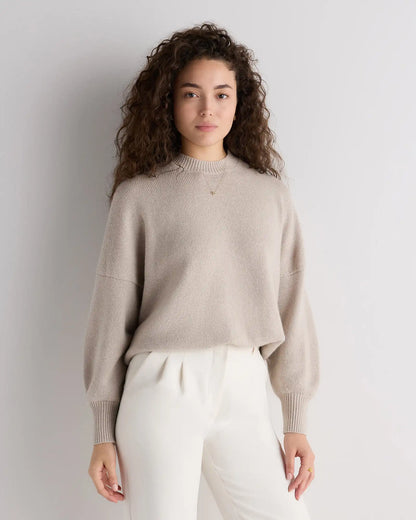 100% Mongolian Cashmere Slouchy Blouson Sleeve Crewneck