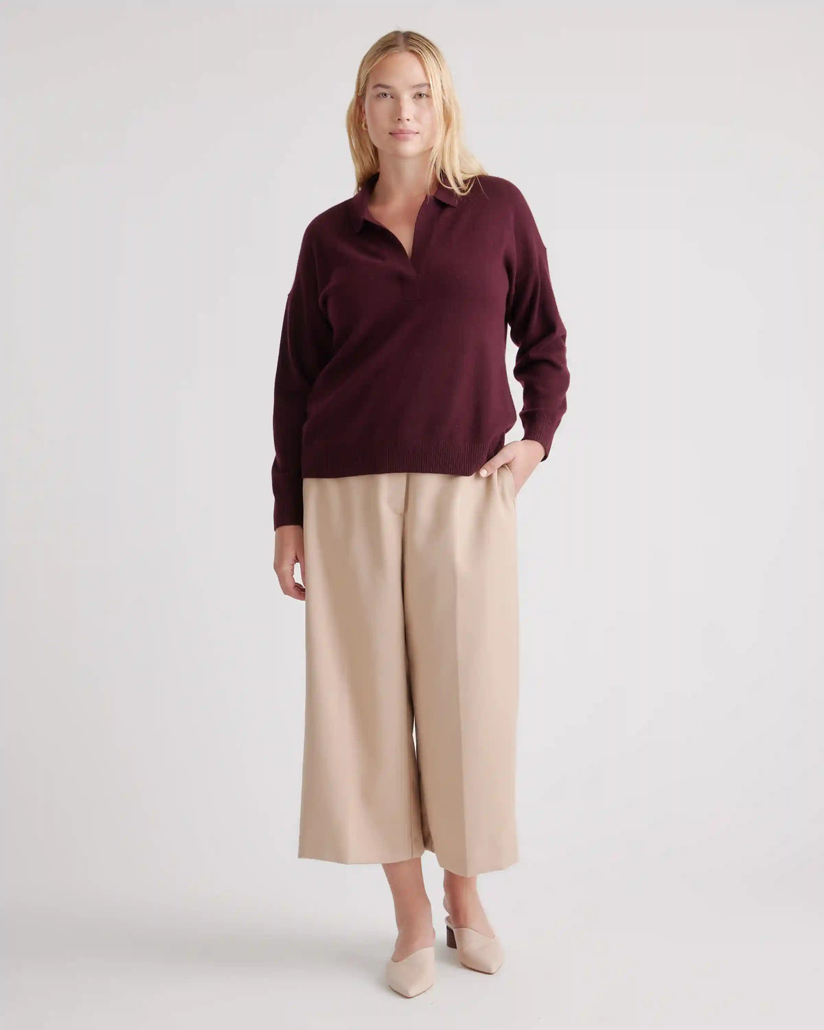 Mongolian Cashmere Polo Sweater