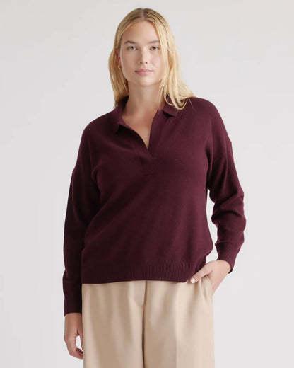 Mongolian Cashmere Polo Sweater