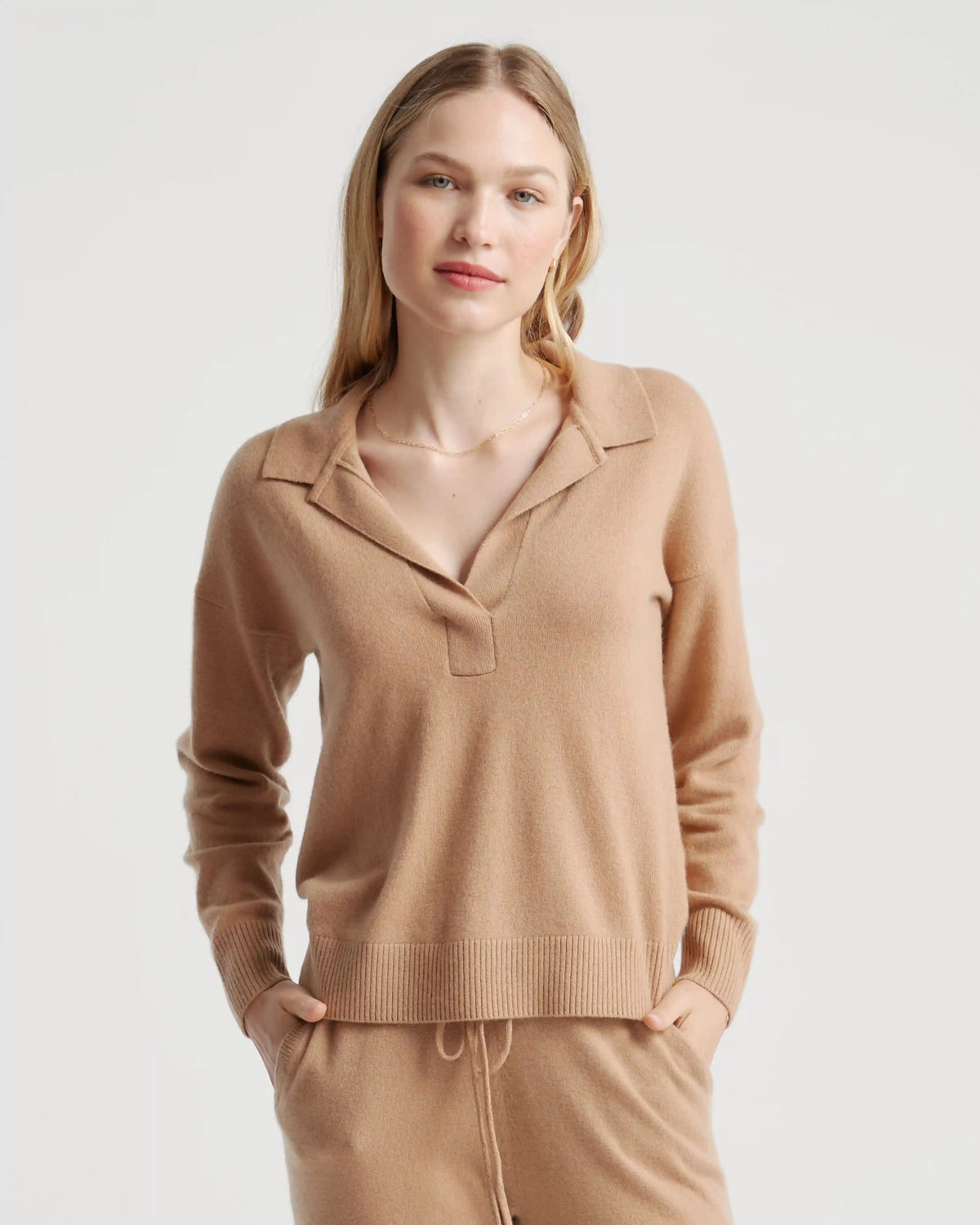 Mongolian Spring Cashmere Polo Sweater