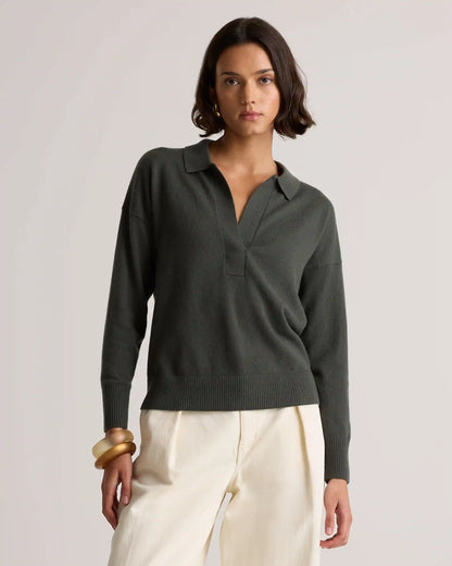 Mongolian Cashmere Polo Sweater