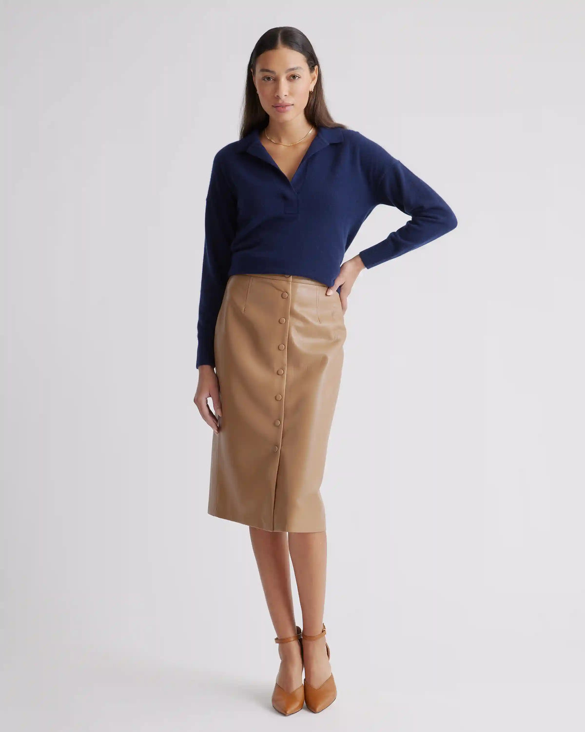 Mongolian Cashmere Polo Sweater