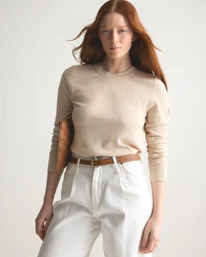 Lightweight Cotton Cashmere Crew Sweater