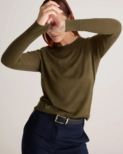 Lightweight Cotton Cashmere Crew Sweater