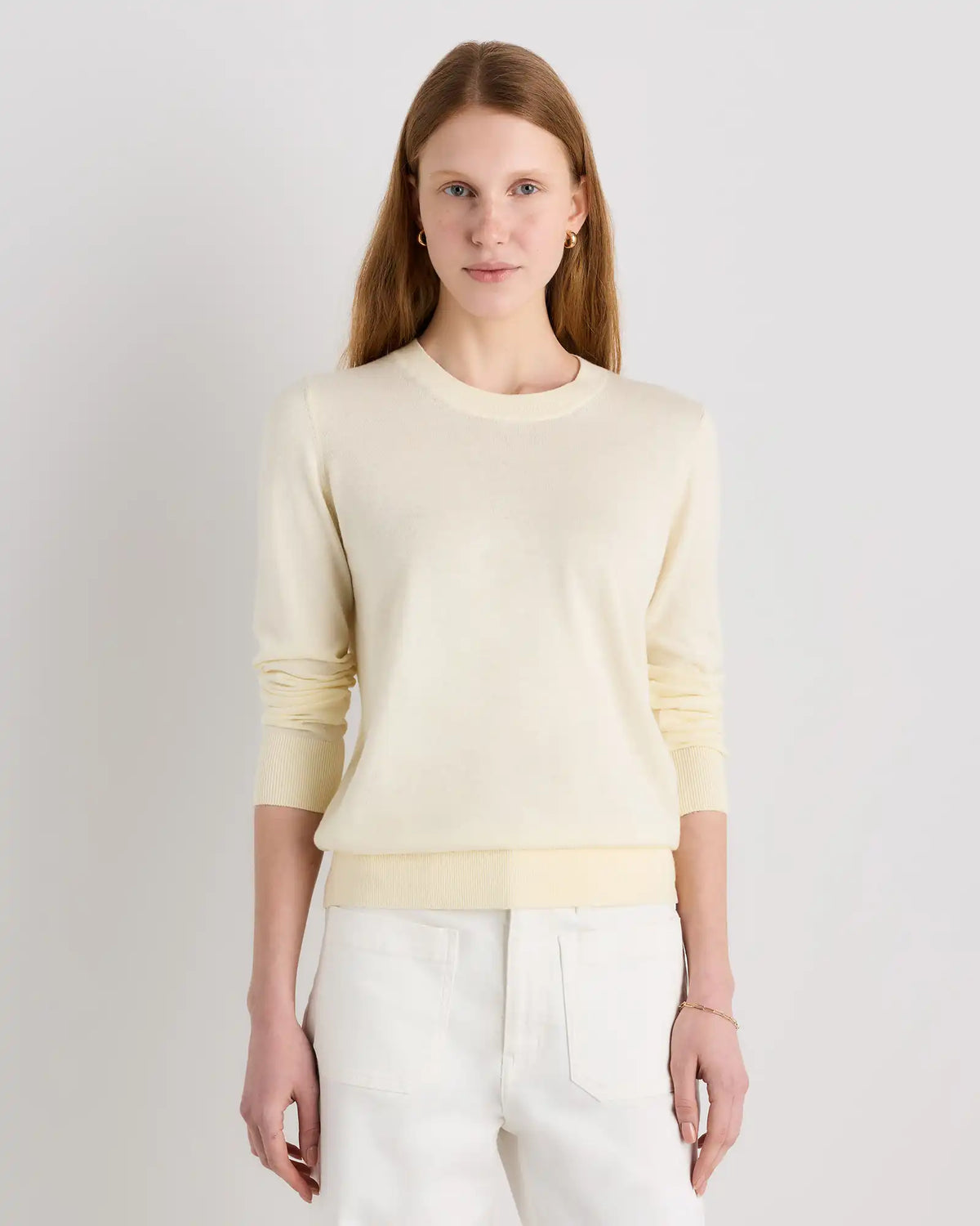 Lightweight Cotton Cashmere Crew Sweater
