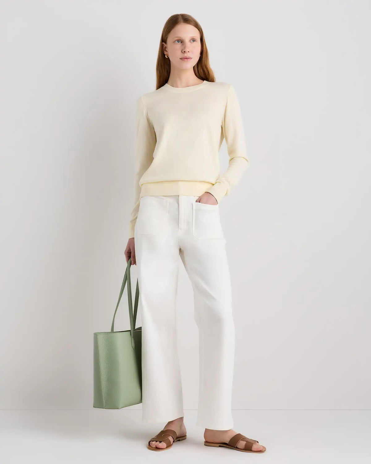 Lightweight Cotton Cashmere Crew Sweater