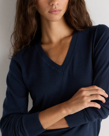 Lightweight Cotton Cashmere V-Neck Sweater