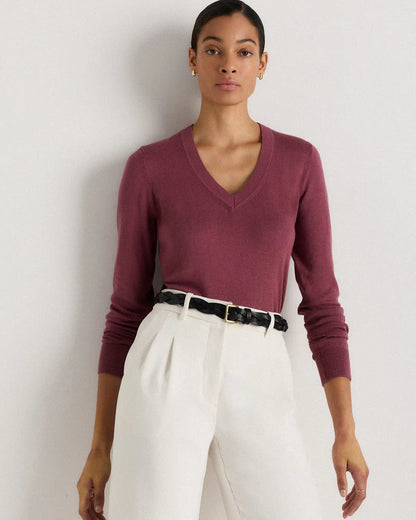 Lightweight Cotton Cashmere V-Neck Sweater
