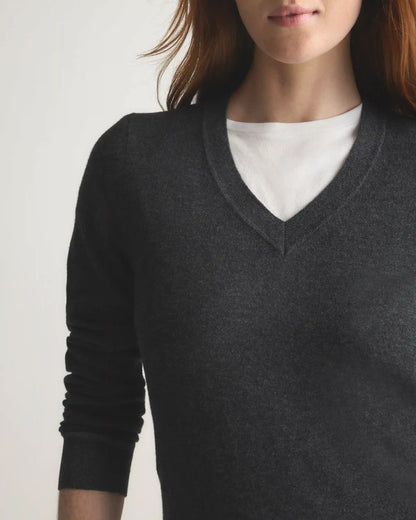 Lightweight Cotton Cashmere V-Neck Sweater