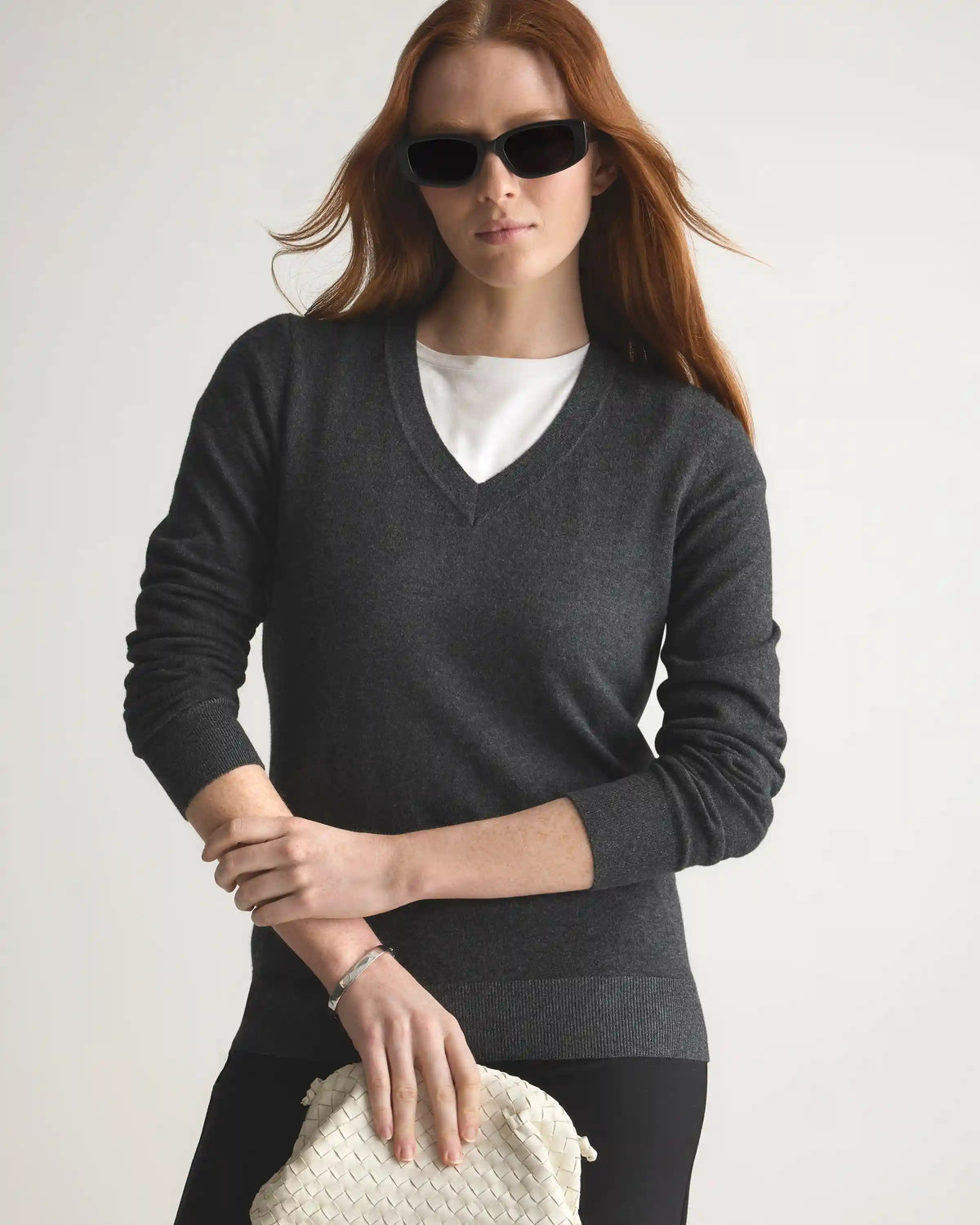 Lightweight Cotton Cashmere V-Neck Sweater