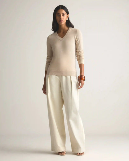 Lightweight Cotton Cashmere V-Neck Sweater