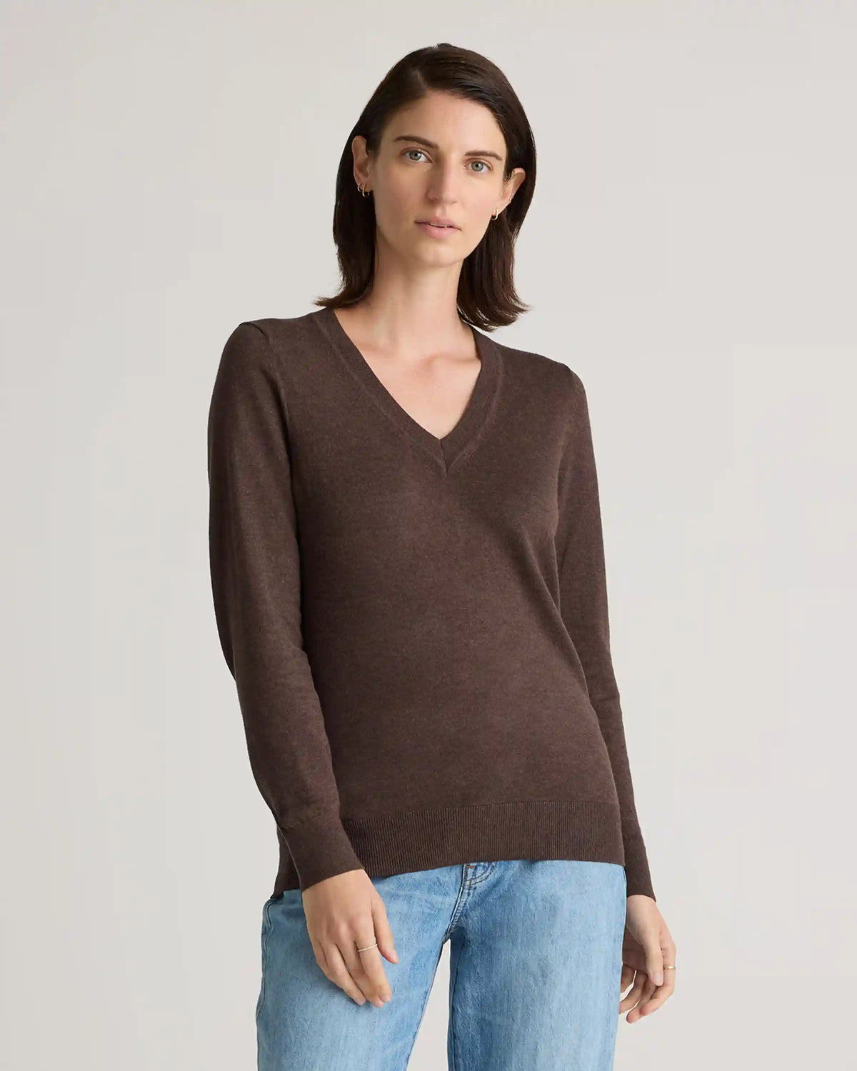 Lightweight Cotton Cashmere V-Neck Sweater