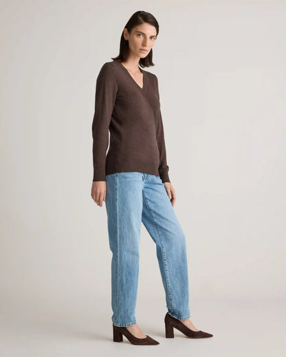 Lightweight Cotton Cashmere V-Neck Sweater