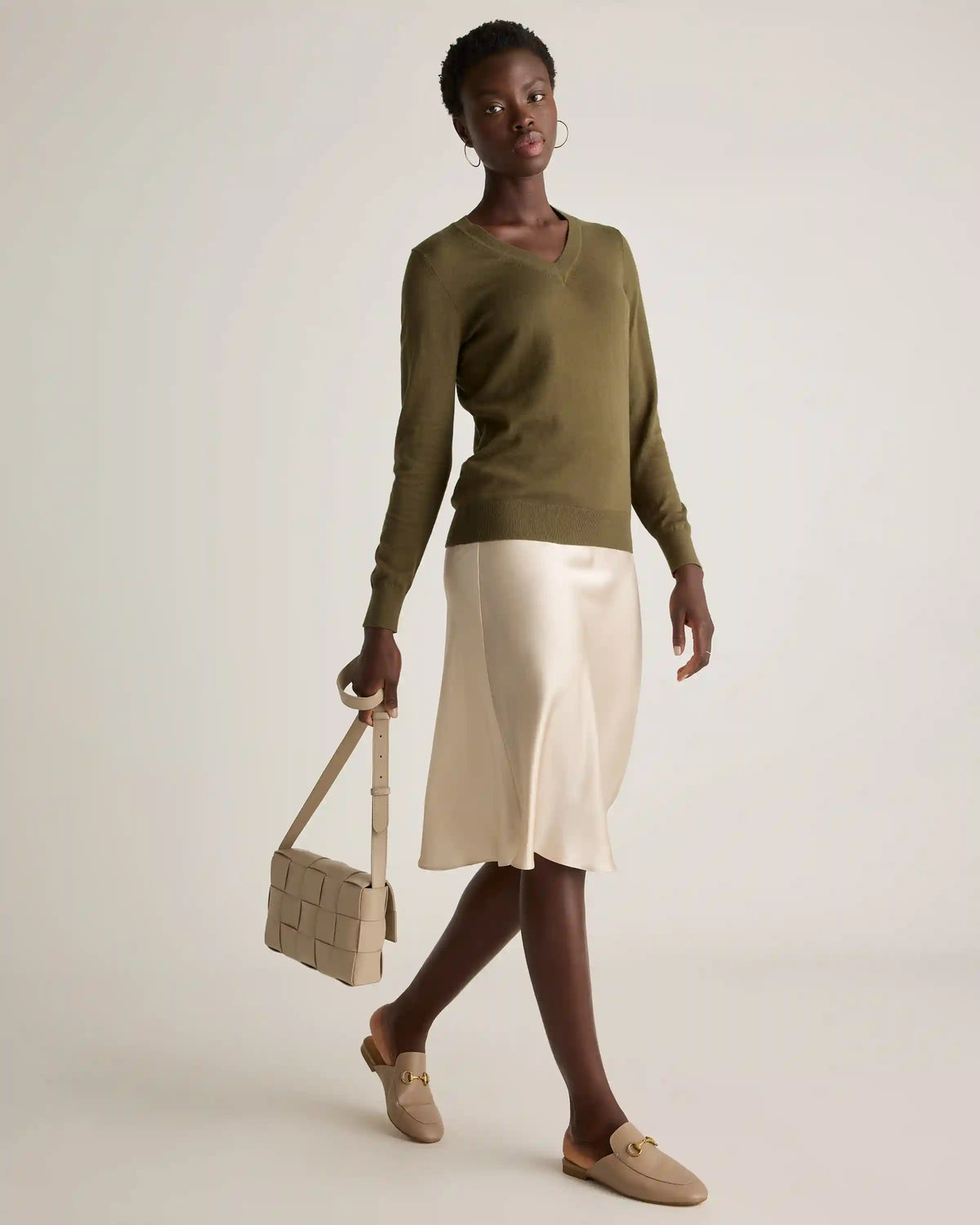 Lightweight Cotton Cashmere V-Neck Sweater