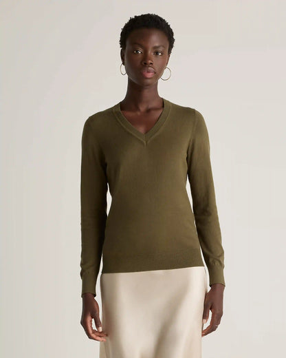 Lightweight Cotton Cashmere V-Neck Sweater