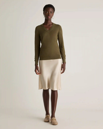 Lightweight Cotton Cashmere V-Neck Sweater