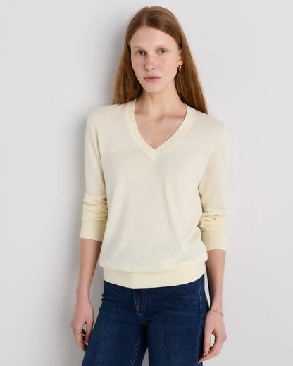 Lightweight Cotton Cashmere V-Neck Sweater