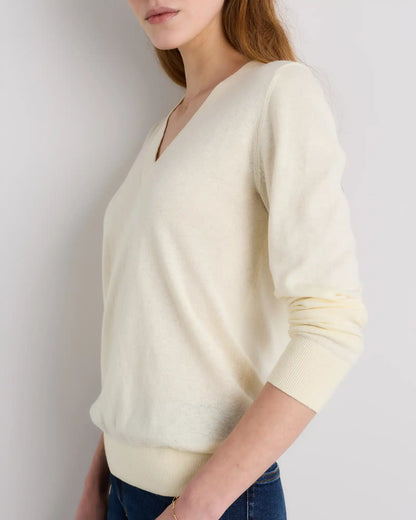 Lightweight Cotton Cashmere V-Neck Sweater