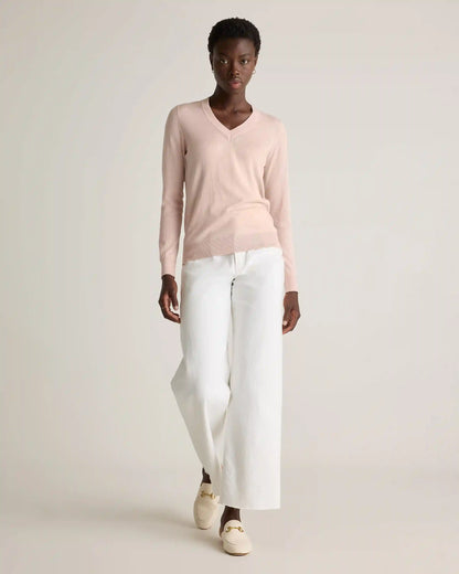 Lightweight Cotton Cashmere V-Neck Sweater