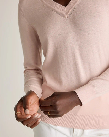 Lightweight Cotton Cashmere V-Neck Sweater