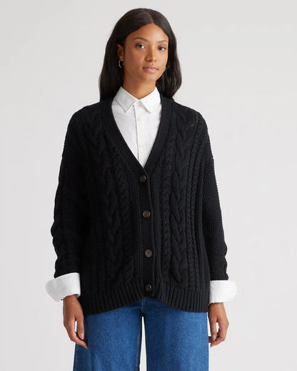 100% Organic Cotton Oversized Cable Cardigan