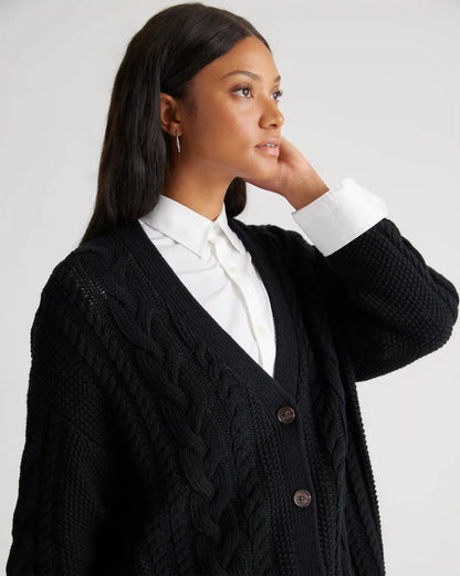 100% Organic Cotton Oversized Cable Cardigan