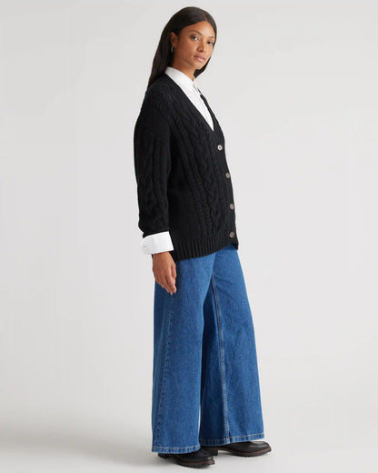 100% Organic Cotton Oversized Cable Cardigan