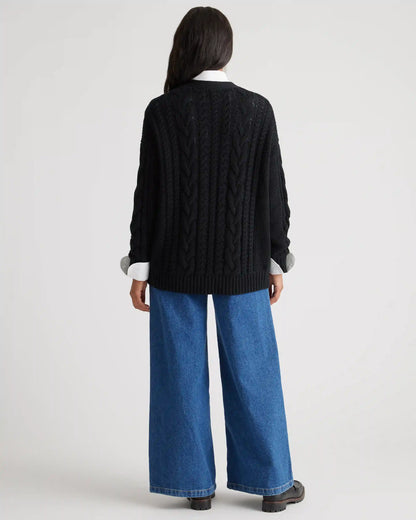100% Organic Cotton Oversized Cable Cardigan