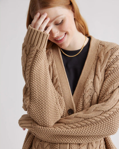 100% Organic Cotton Oversized Cable Cardigan