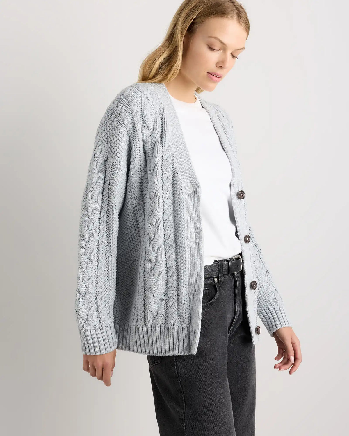 100% Organic Cotton Oversized Cable Cardigan
