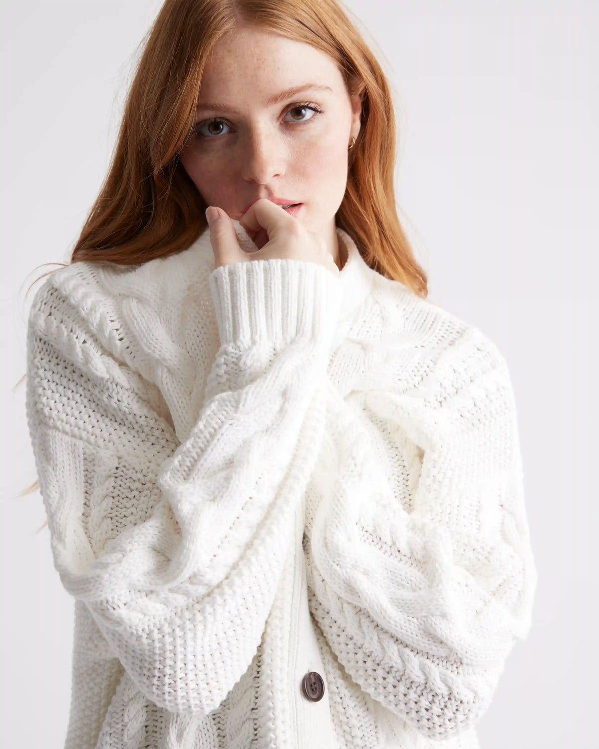 100% Organic Cotton Oversized Cable Cardigan