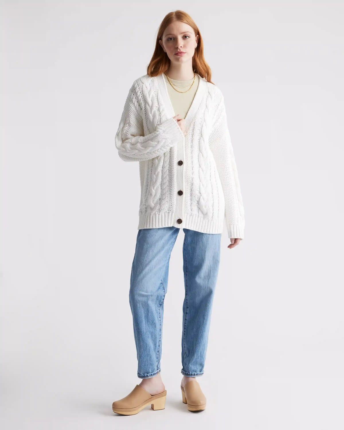 100% Organic Cotton Oversized Cable Cardigan