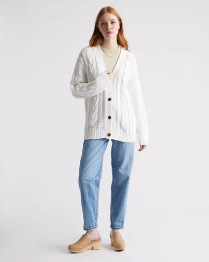 100% Organic Cotton Oversized Cable Cardigan