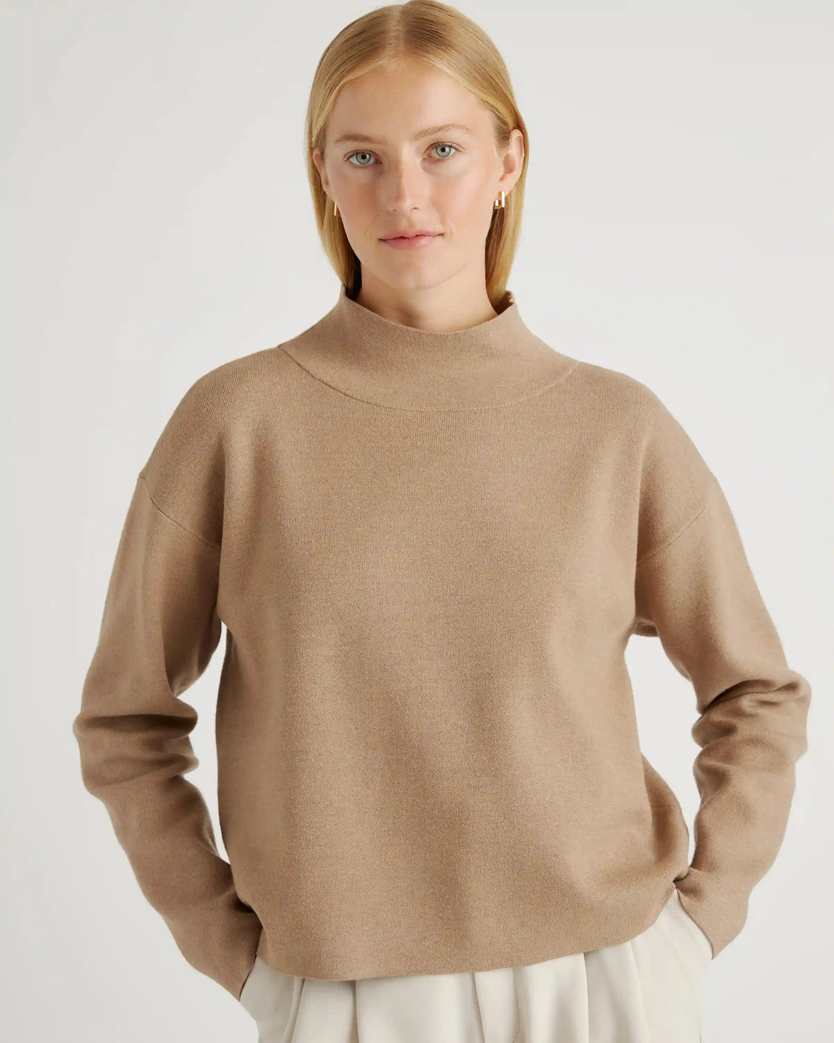 Eco-Knit Milano Stitch Mock Neck Pullover