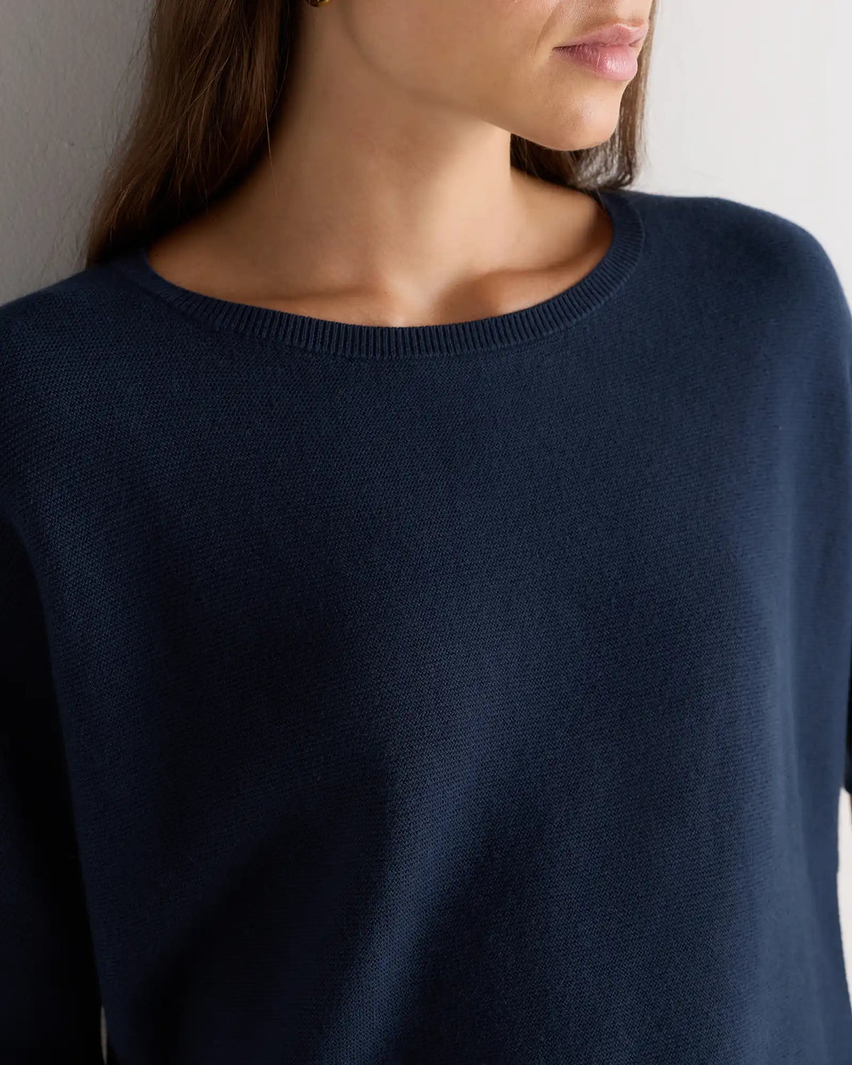 Lightweight Cotton Cashmere Link-Stitch Dolman Sweater