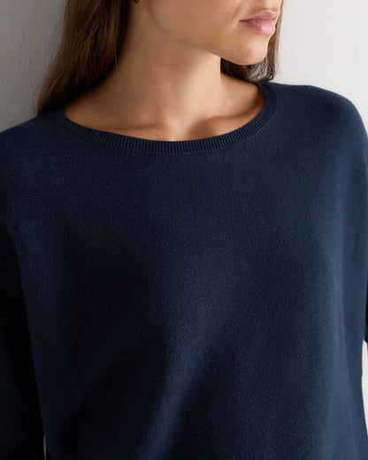 Lightweight Cotton Cashmere Link-Stitch Dolman Sweater