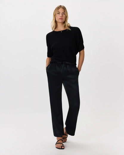 Lightweight Cotton Cashmere Link-Stitch Dolman Sweater