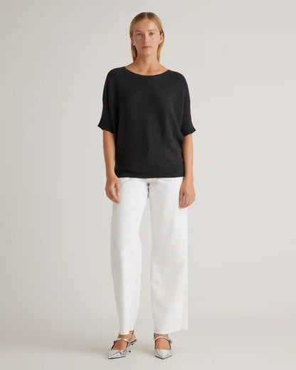 Lightweight Cotton Cashmere Link-Stitch Dolman Sweater