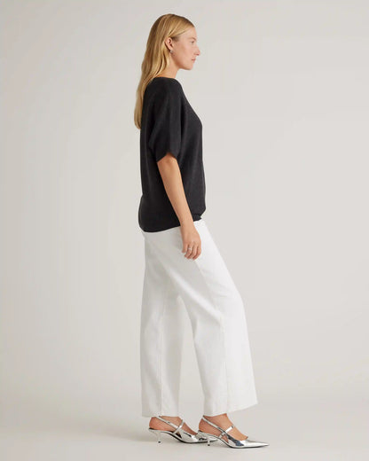 Lightweight Cotton Cashmere Link-Stitch Dolman Sweater