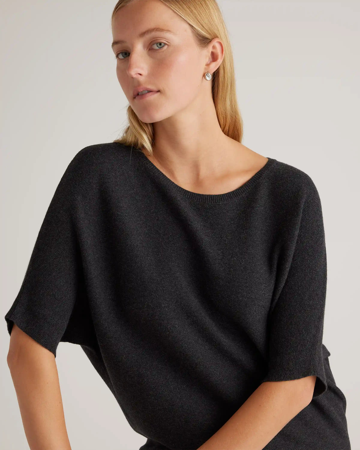 Lightweight Cotton Cashmere Link-Stitch Dolman Sweater