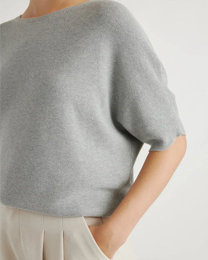 Lightweight Cotton Cashmere Link-Stitch Dolman Sweater