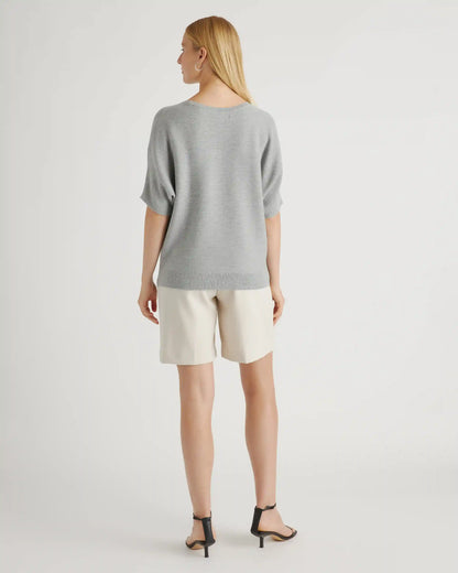 Lightweight Cotton Cashmere Link-Stitch Dolman Sweater