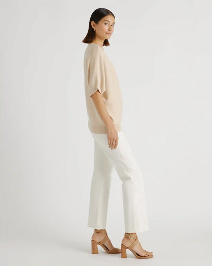 Lightweight Cotton Cashmere Link-Stitch Dolman Sweater
