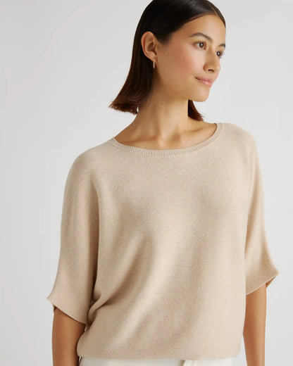 Lightweight Cotton Cashmere Link-Stitch Dolman Sweater