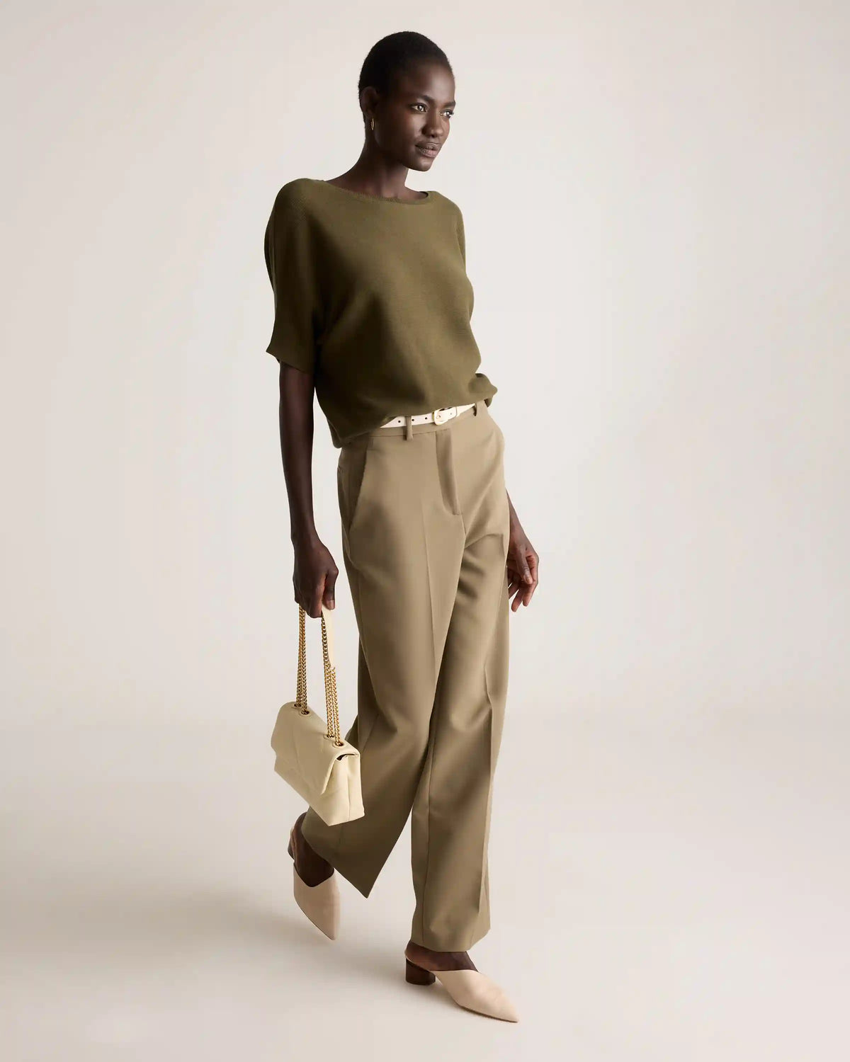 Lightweight Cotton Cashmere Link-Stitch Dolman Sweater